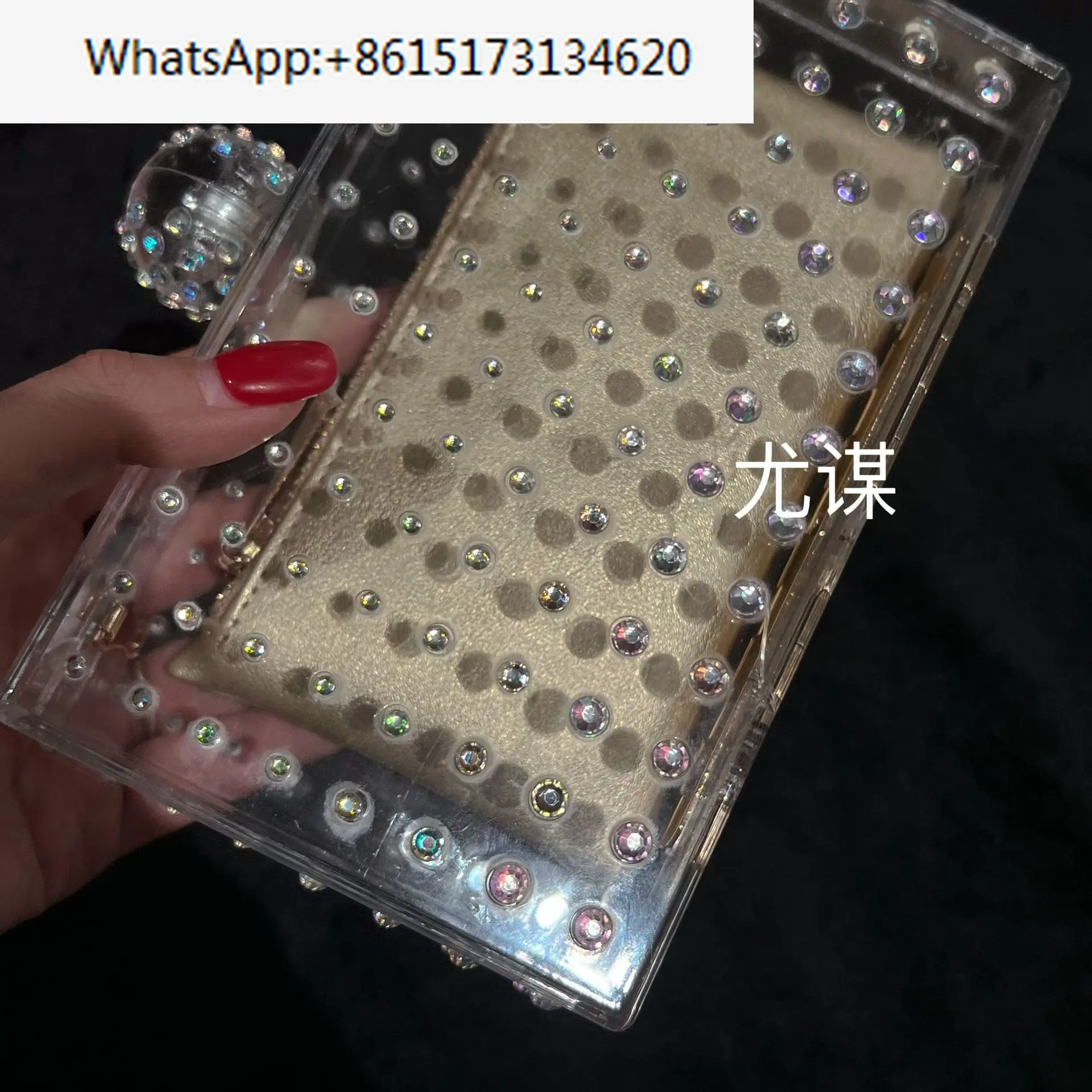 Summer transparent shiny diamond spherical banquet rhinestone  holding crossbody bag woman