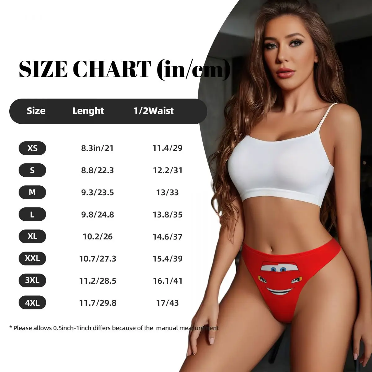 Custom Womens Happy Cars Lightning McQueen G-string Panties Female Comfort Cartoon Thongs Underwear