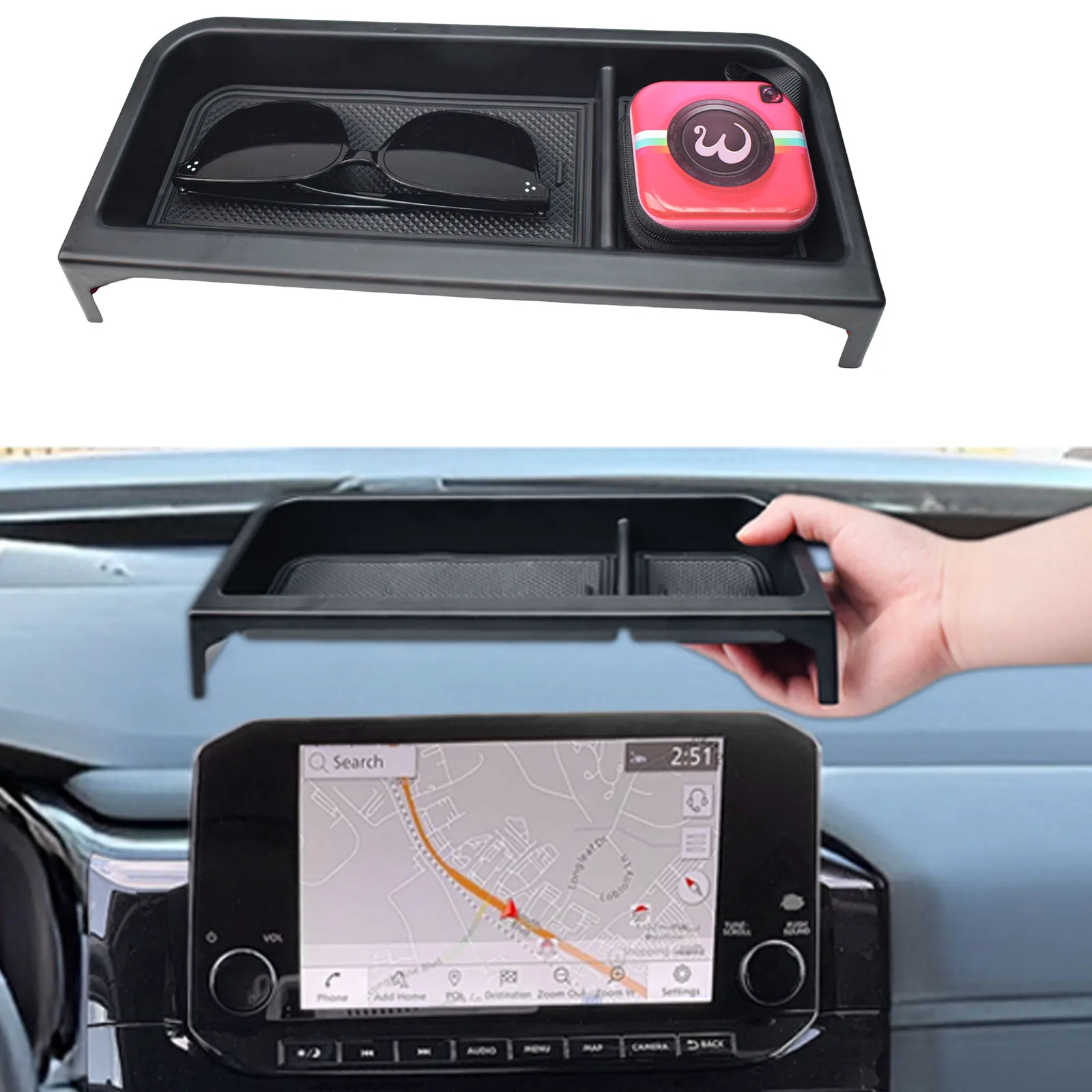 

For 2022 2023 2024 2025 Nissan Pathfinder Dashboard Storage Organizer Center Console Behind Screen 9-inch Touchscreen Dash Tray