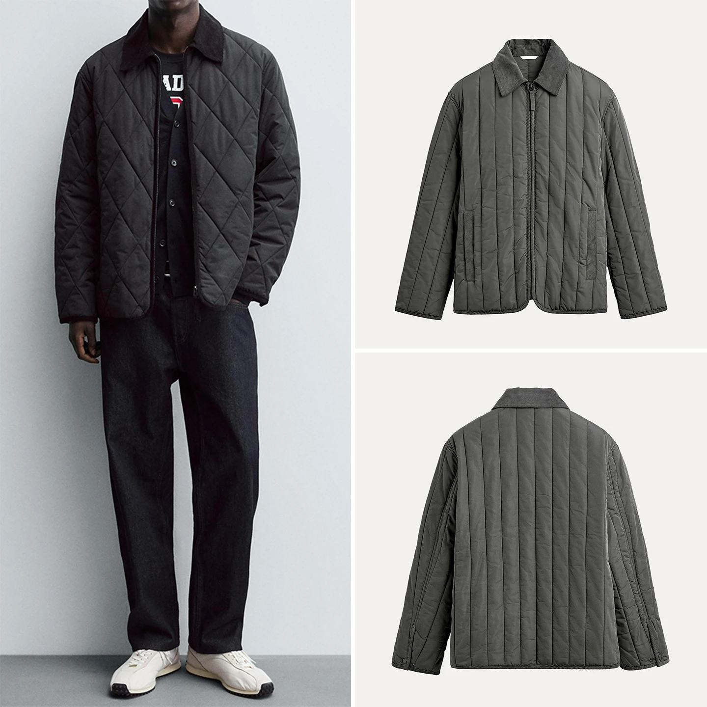 

Faionable Corduroy Zipper Cotton Jaet Men's Casual Sle Long Sve irt Collar Outwear Autumn New Arrival Z