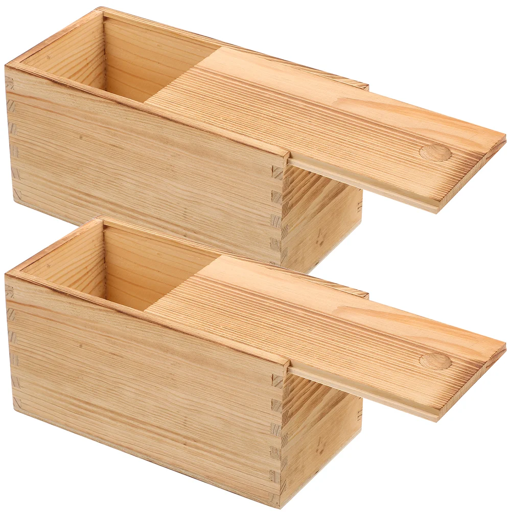 2 Pcs Pull Out Wooden Box Gift Boxes Storage Case Jewelry Small Organizer Decorative Sundries Container