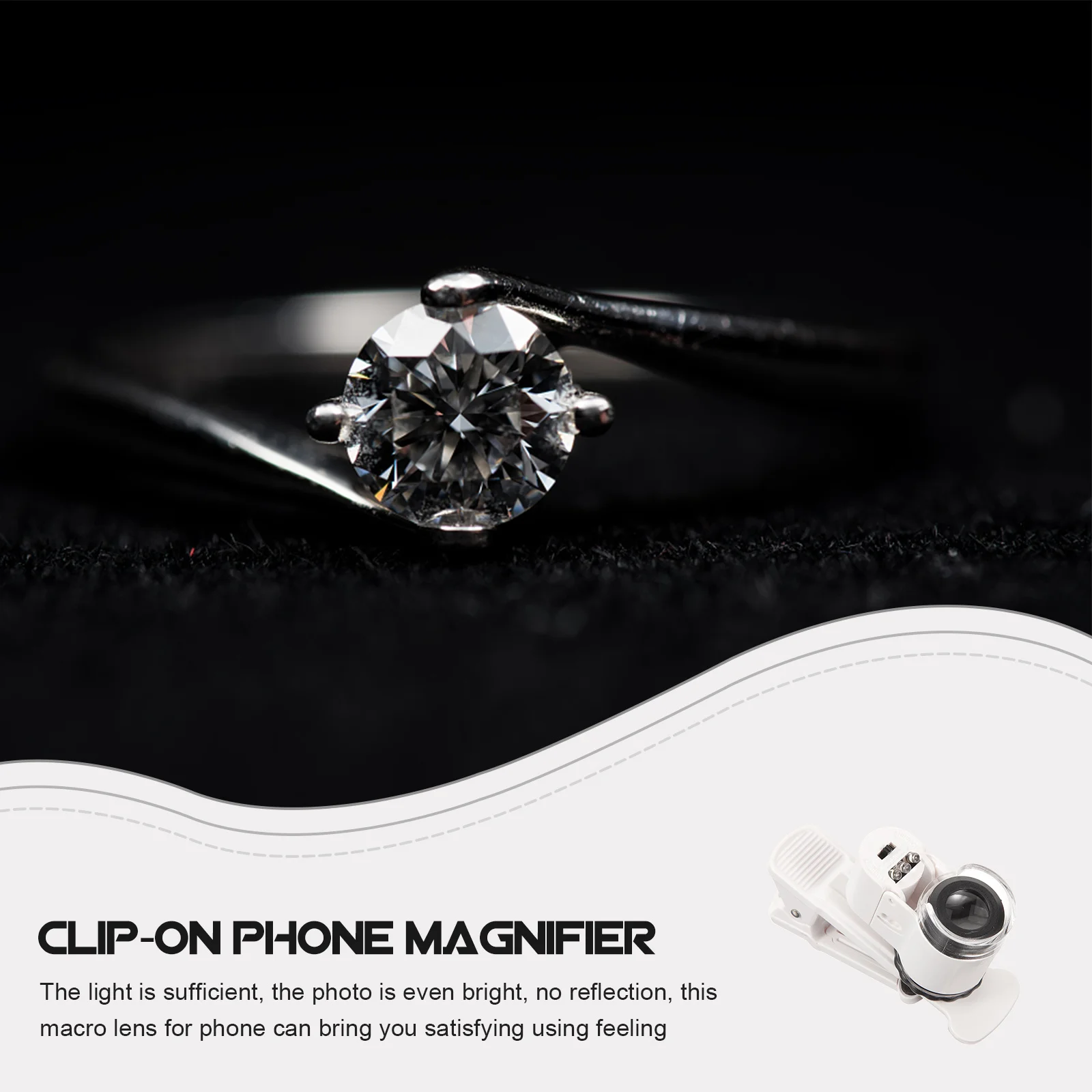 

Clip-on Jewelry Magnifier 45x Magnifying Glass Professional Micro Lens Portable Sturdy Multipurpose Practical for Camping Travel