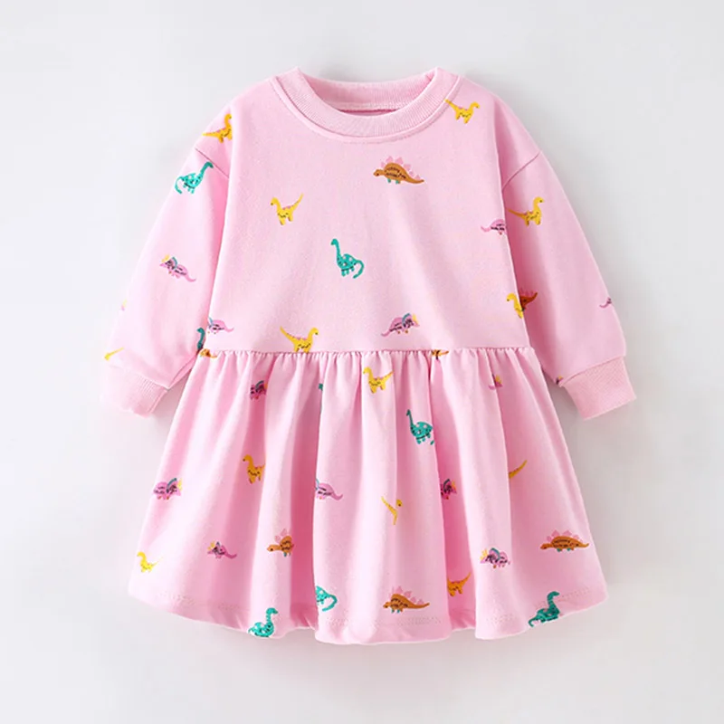 Brand New Quality Terry Cotton Lolita Dresses for Girls Casual Kids Children Clothing Baby Girl Clothes Cartoon One-pieces Dress
