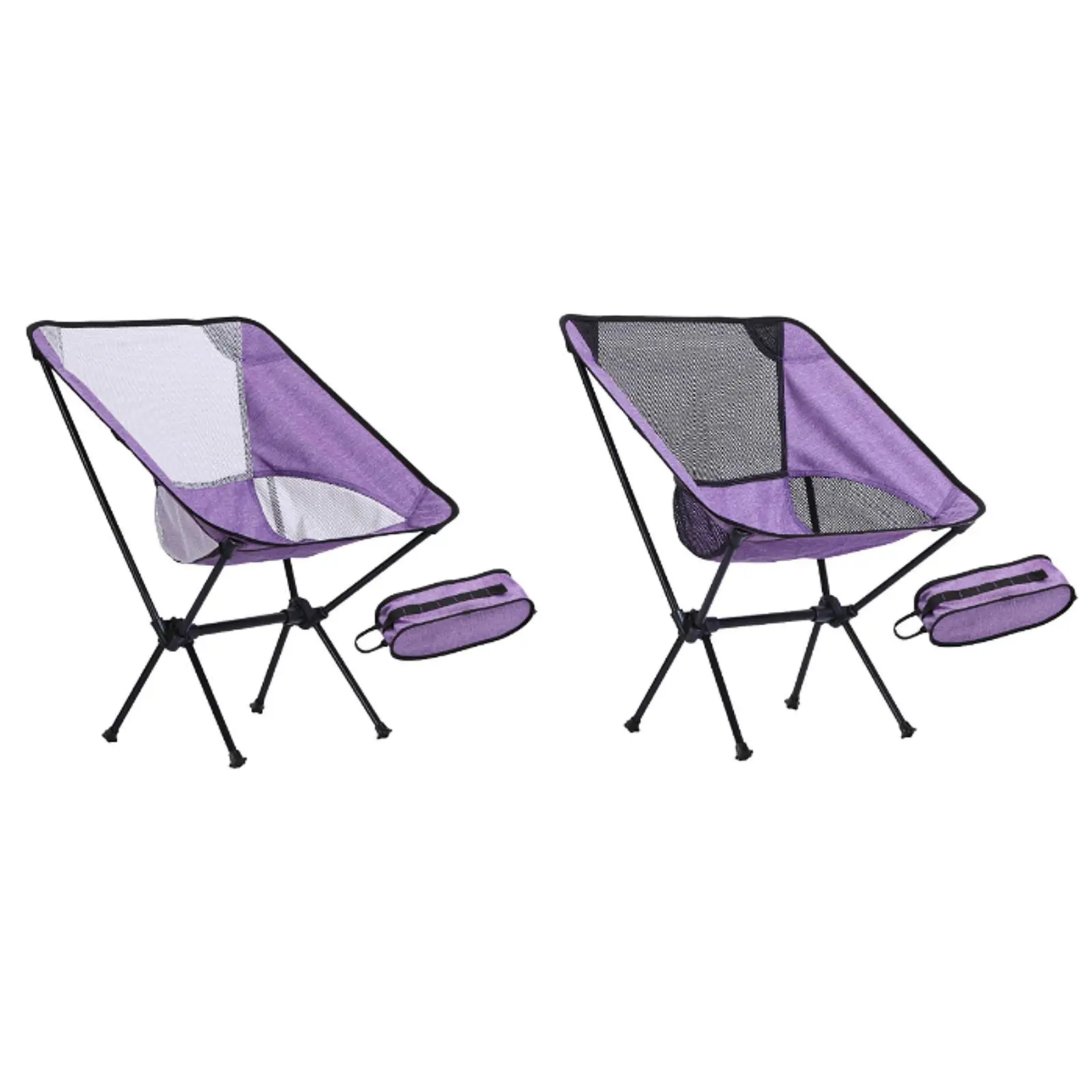 Folding Camping Chair Portable Folding Chair with Organizer Bag Outdoor Moon Chair Beach Chair for Park Barbecue Fishing Yard