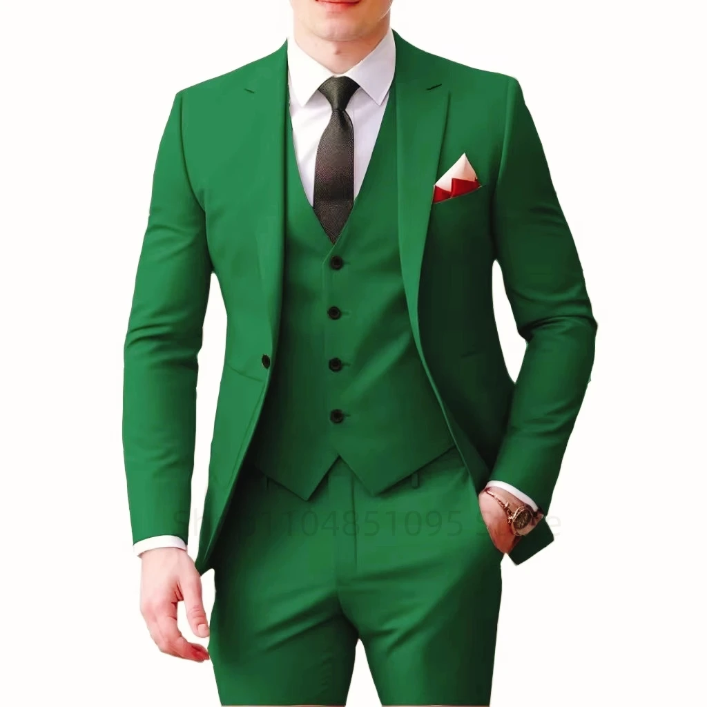 

Handsome 3 Pieces Men Wedding Prom Dress Suits Slim Fit Notch Lapel Blazer Business Men Suit Groom Party Tuxedos Men Clothes Set