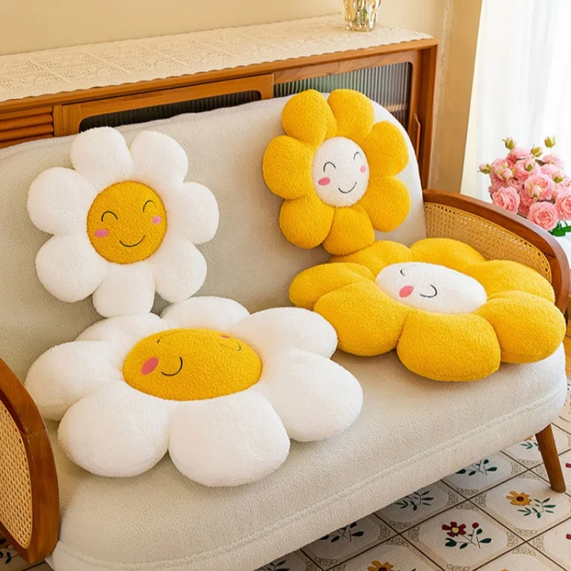 かわいいひまわりシートクッション快適な背もたれ枕オフィスチェアクッションかわいいソファスローピローリビングルームの装飾