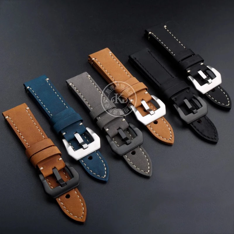 22mm 24mm 26mm Universal retro frosted cowhide Watchband For Breitling Avenger A32397 LUMI NOX 3749/3741/3745 Watch Strap Men