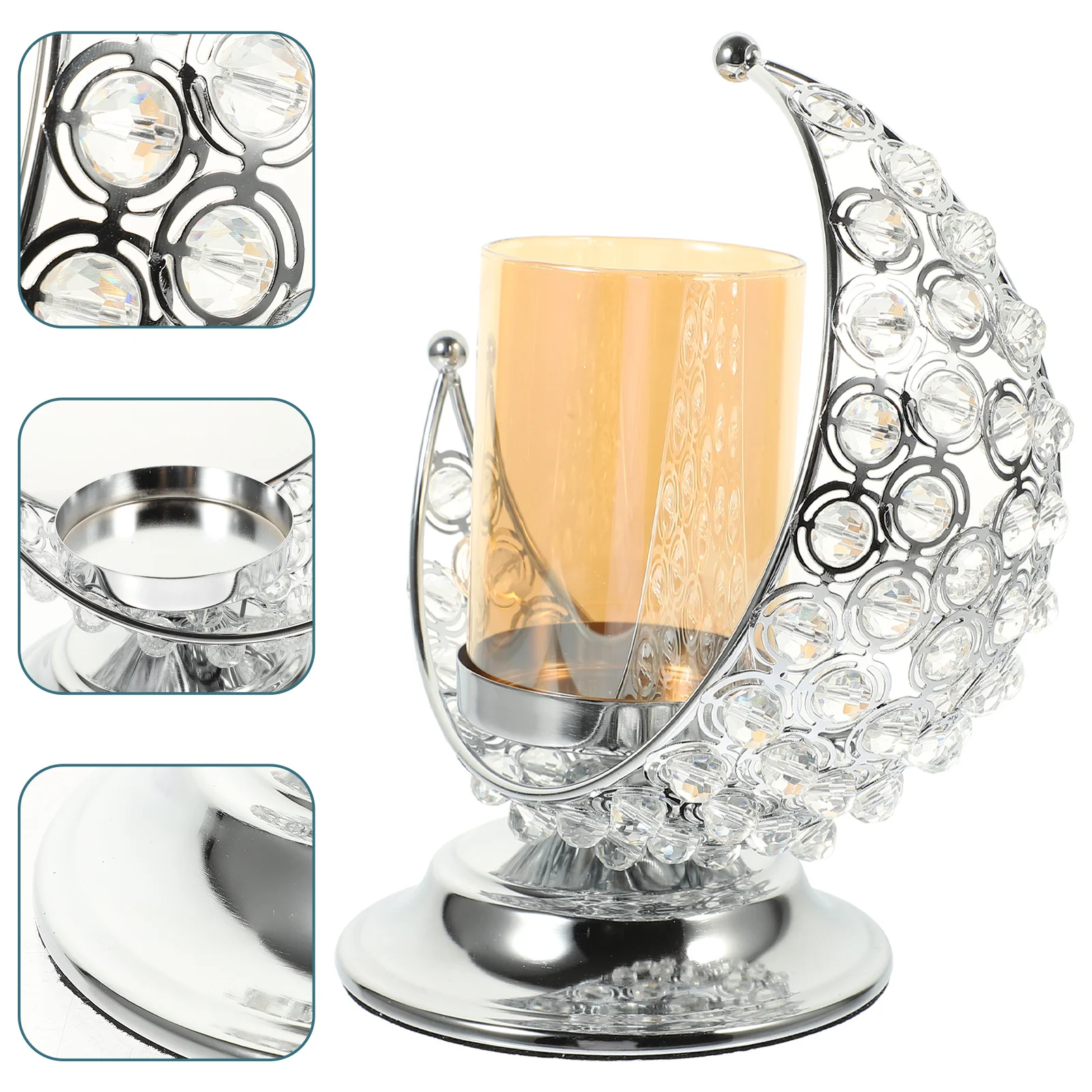 

Practical Candleholder Metal Moon Desktop Decorative Candlestick Candlesticks Crystal Shaped Christmas