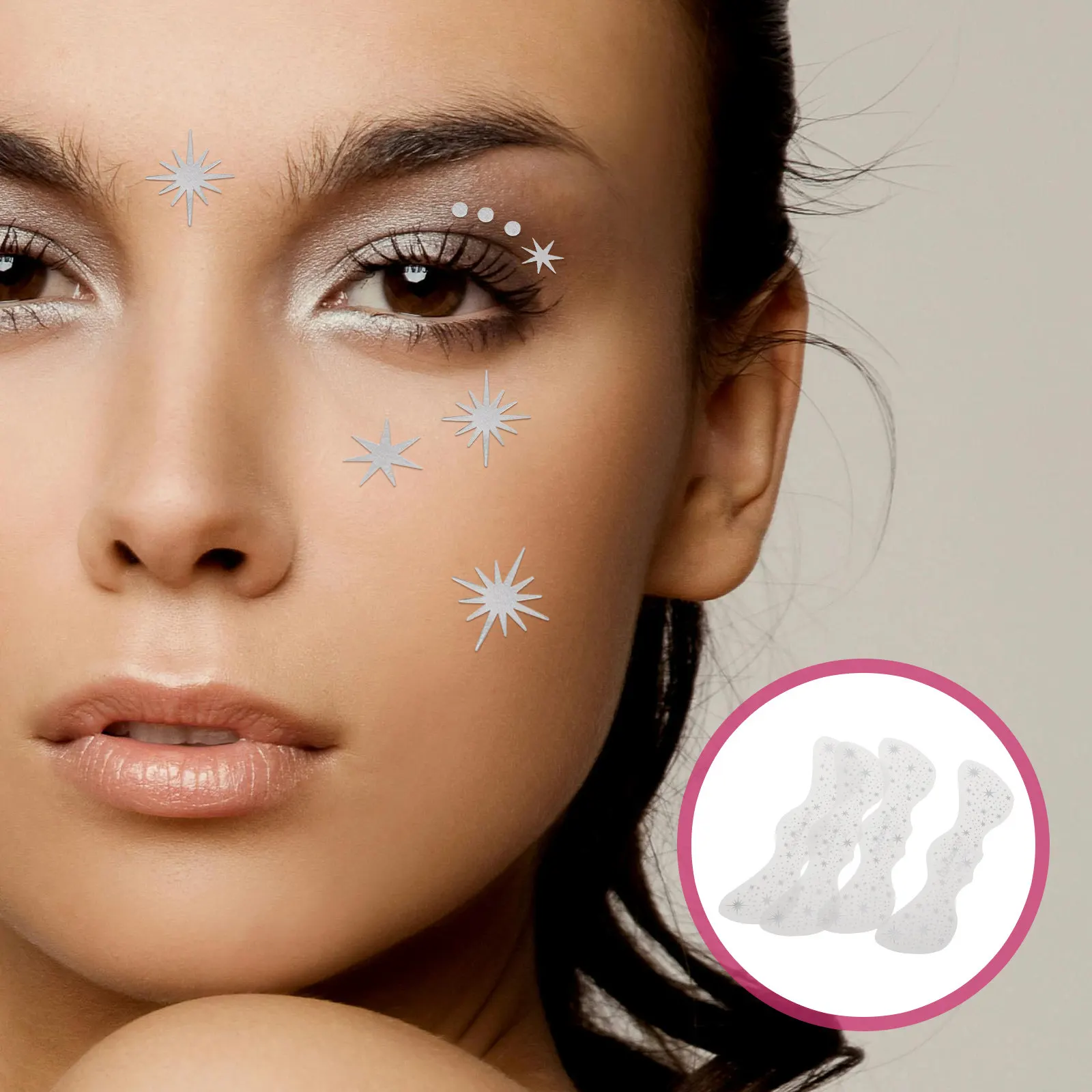 

Набор из 4 реалистичных временных тату-наклеек с веснушками, водостойкие, с серебряным глиттером, для макияжа лица, для фестивалей и вечеринок