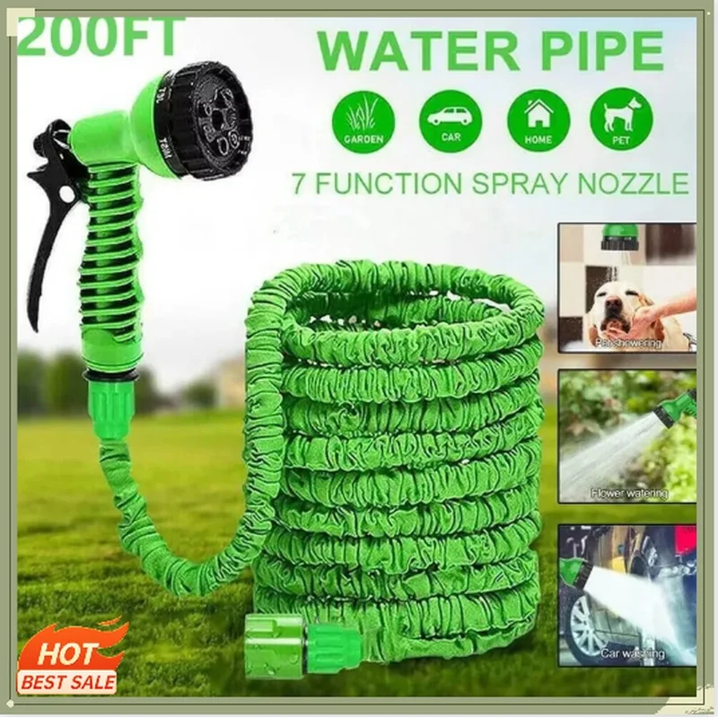 Expandable Magic Hose High Pressure Car Wash 7 Spray Modes Water Gun for Home Garden Plant Watering Flexible Lightweight No Kink
