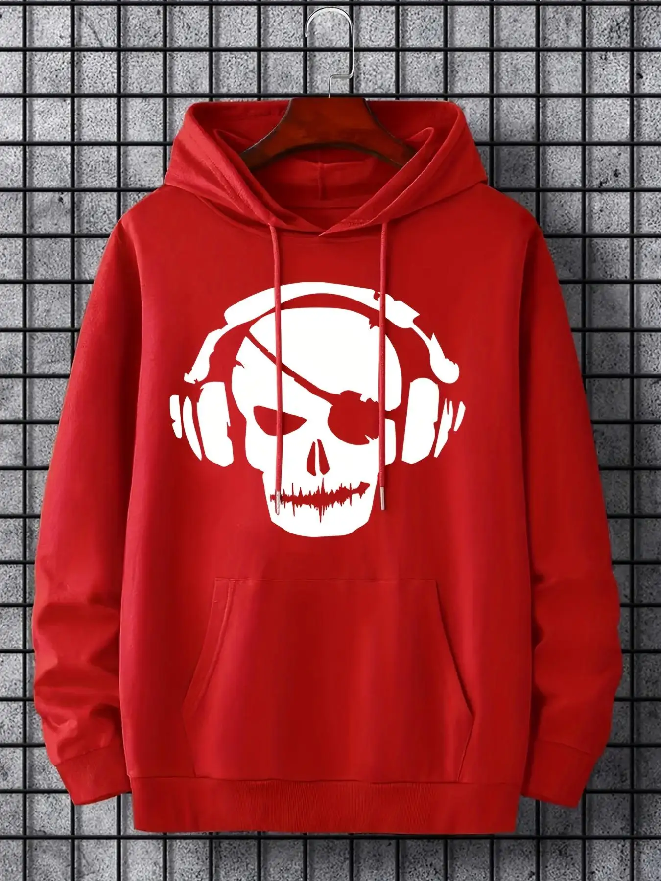 Men's skull design print dark gothic fashion street cool hip-hop styleSuitable for wearing in autumn and winterHooded sweatshirt