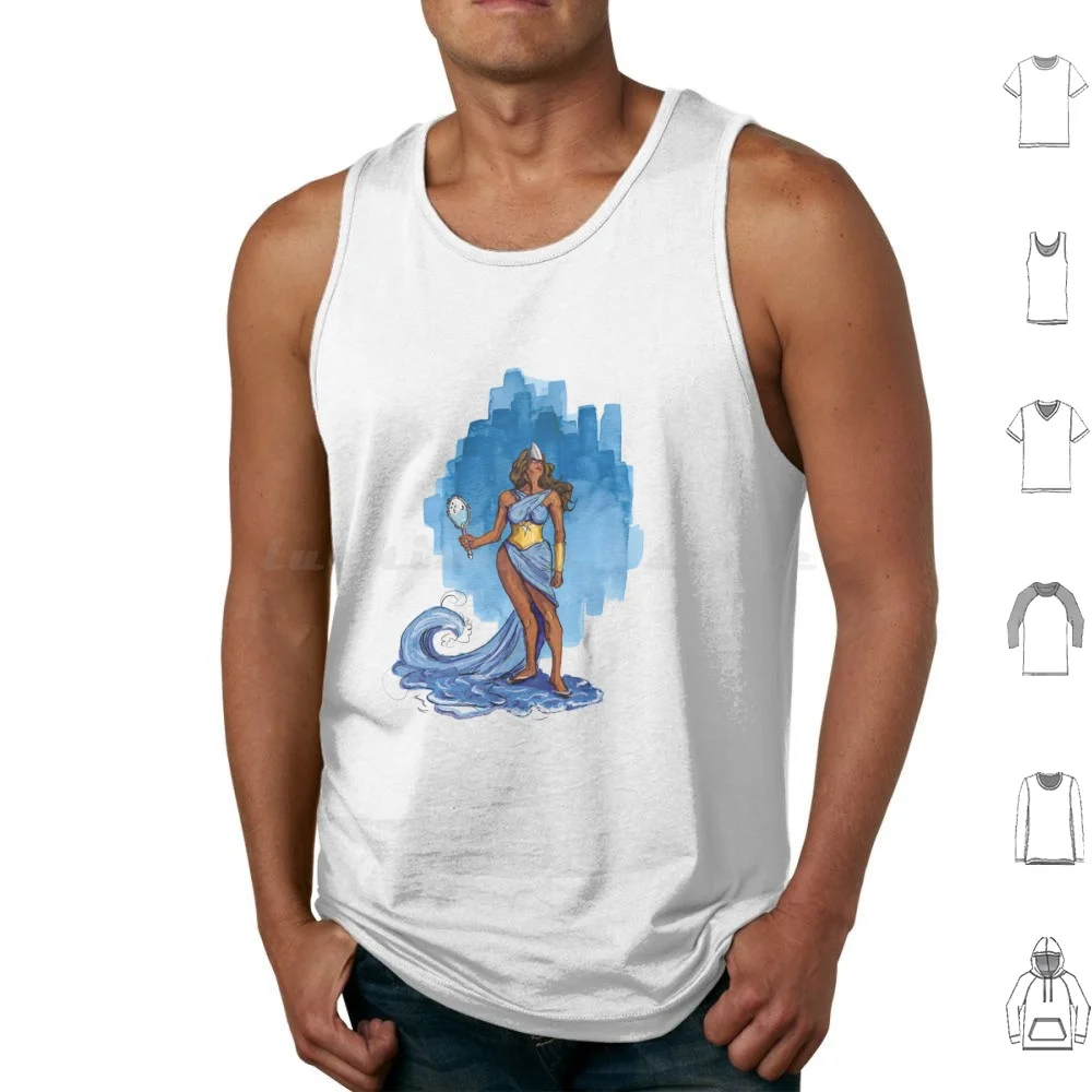 Yemanja Rainha das Águas Regatas Estampadas Algodão Yemanja Iemanjá Mar Water River Ocean Blue Ioruba Candomble Orixa