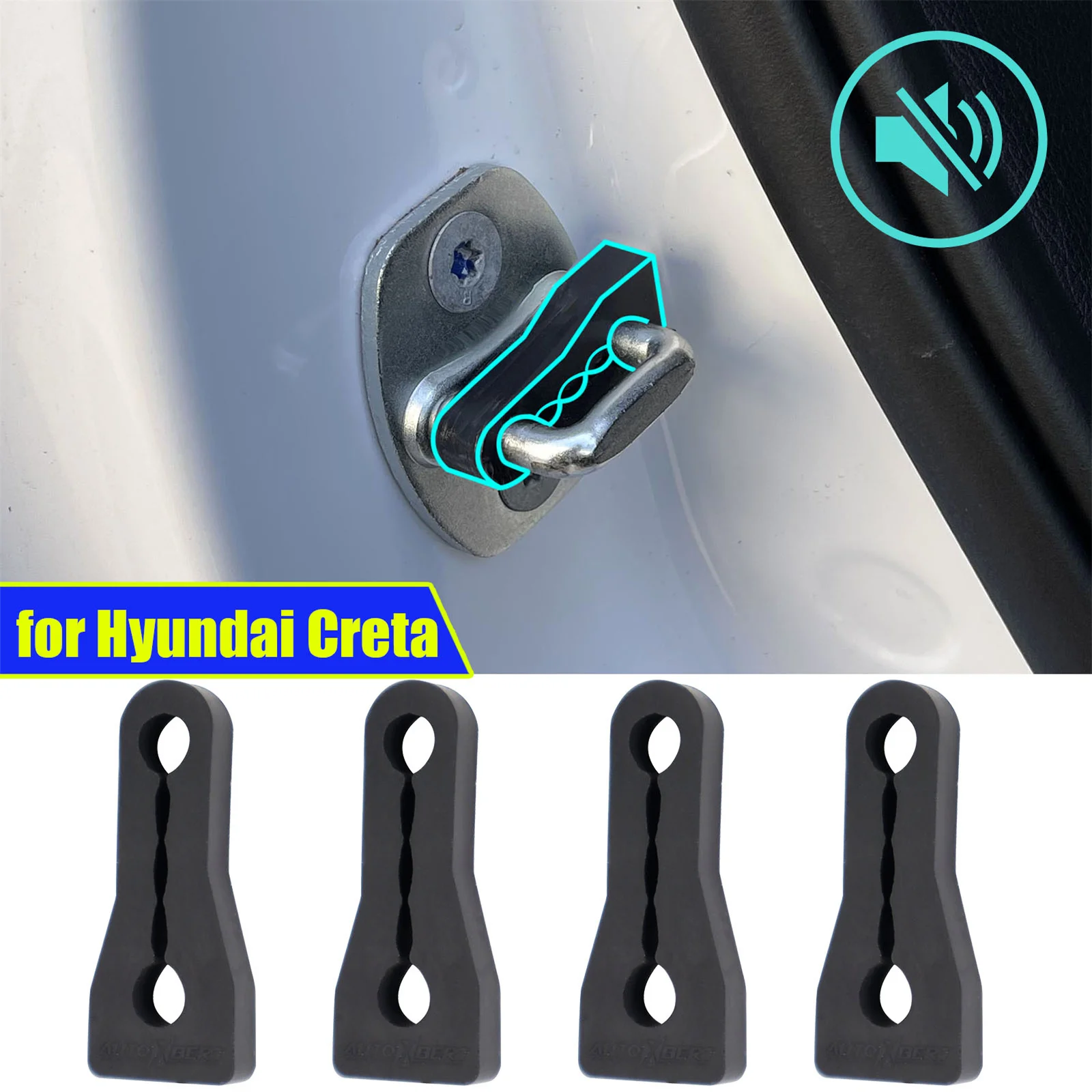 

Door Lock Buffer Damper For Hyundai Creta 2016–2023 Soundproof Insulation Quiet Deaf Creaking Noise Seal Stopper Deadener