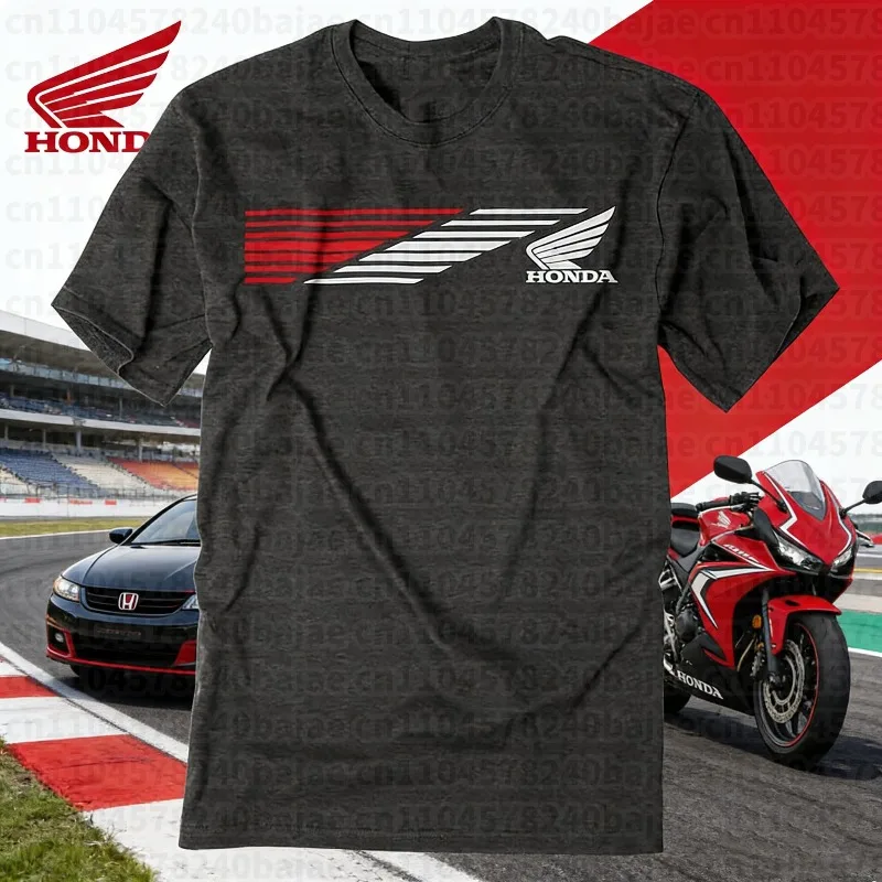 

2025-26 летняя модная рабочая одежда Honda Moto Honda с графическим рисунком, футболка из 100% хлопка с принтом, свободная повседневная удобная и дышащая