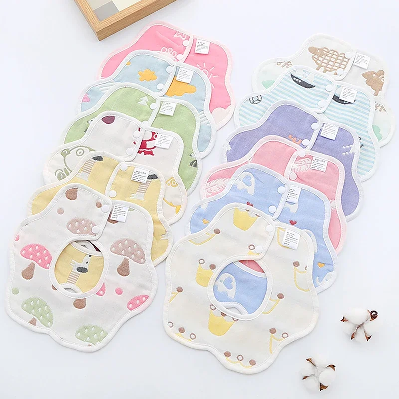 Newborn Baby Stuff Items Gauze Bib 6 Layer Pure Cotton 360 Degree Petal Vegetable Animal Baby Apron for Children Gifts