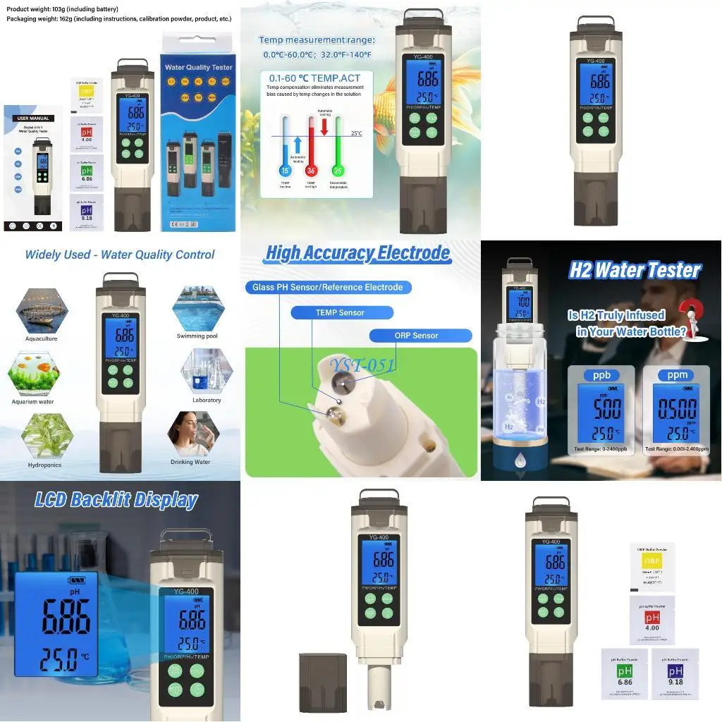 

E15A Quadruple Water Quality Tester Procedures Temperature Display Transportable Tool