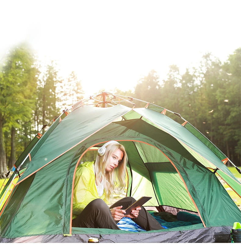 خيمة تخييم أوتوماتيكية من Tienda De Acampar تتسع لـ 2-4 أشخاص خيمة عائلية محمولة على الظهر خيمة أوتوماتيكية بالكامل للمشي لمسافات طويلة والسفر