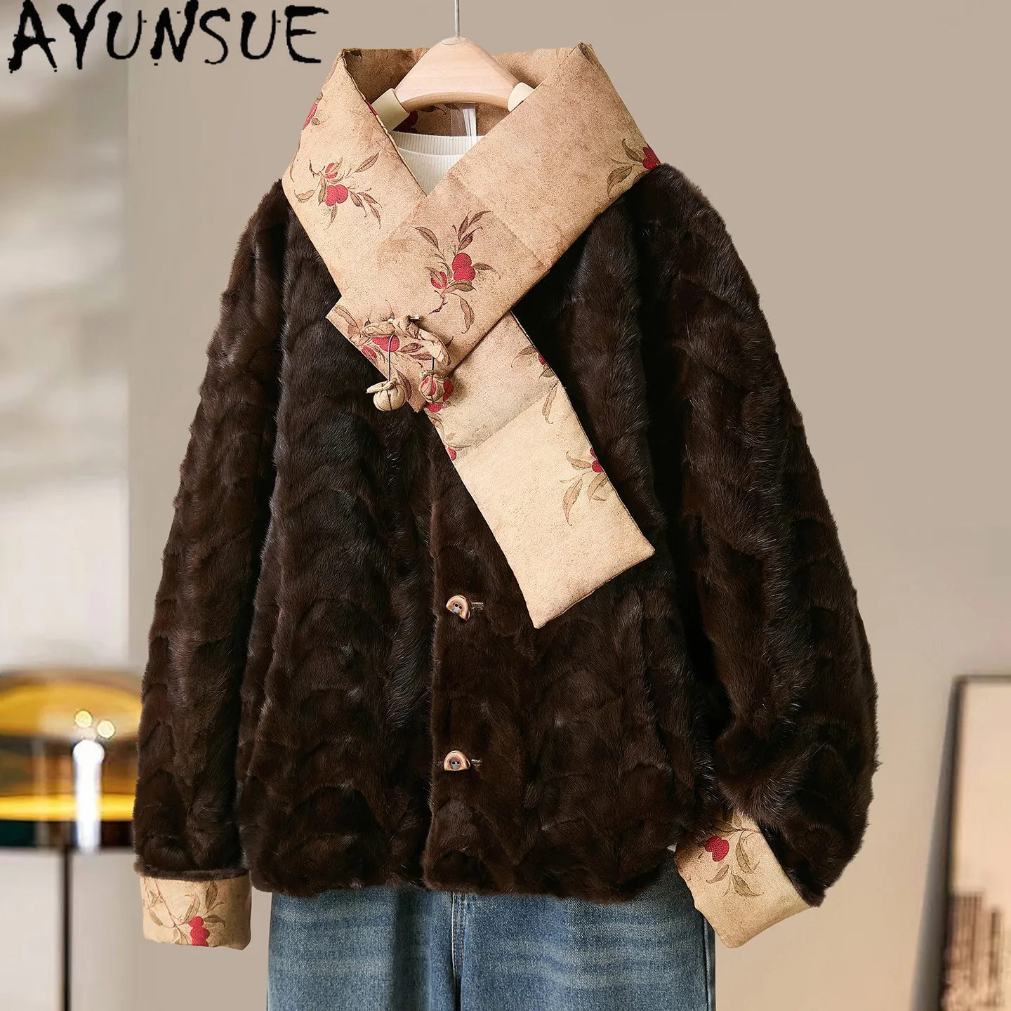 AYUNSUE Real Mink Coat Women Fashion Winter Jacket Clothing Female Real Fur Coats New Style Reversible Short 2026 Пальто Женское