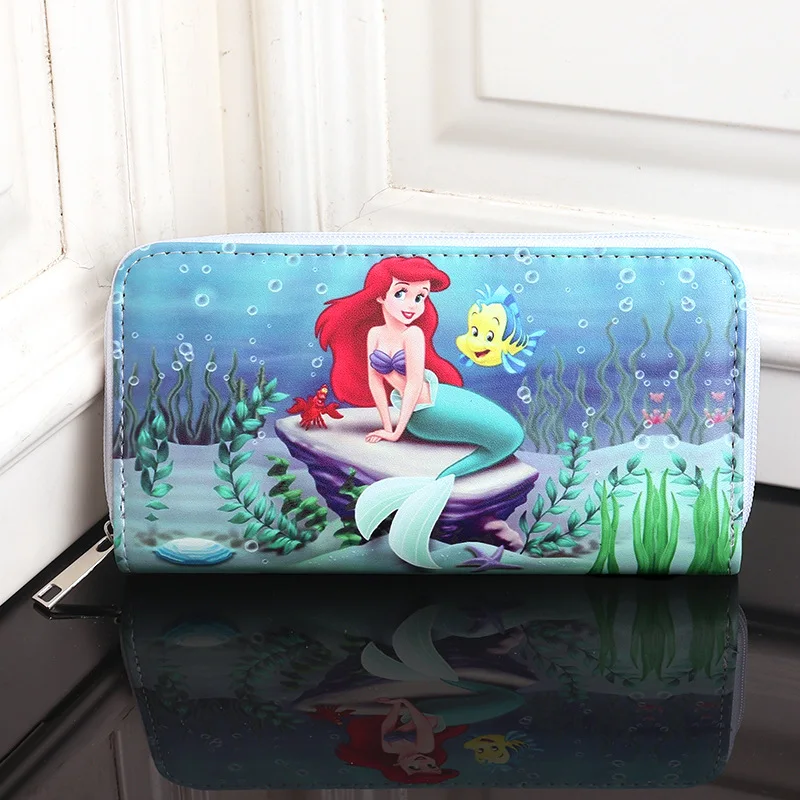 Disney Ariel Coin Purse Kawaii Cartoon Anime Cute Students Keychain Card Case I.d. Holder Zip Style Wallets Toys Girls Gifts