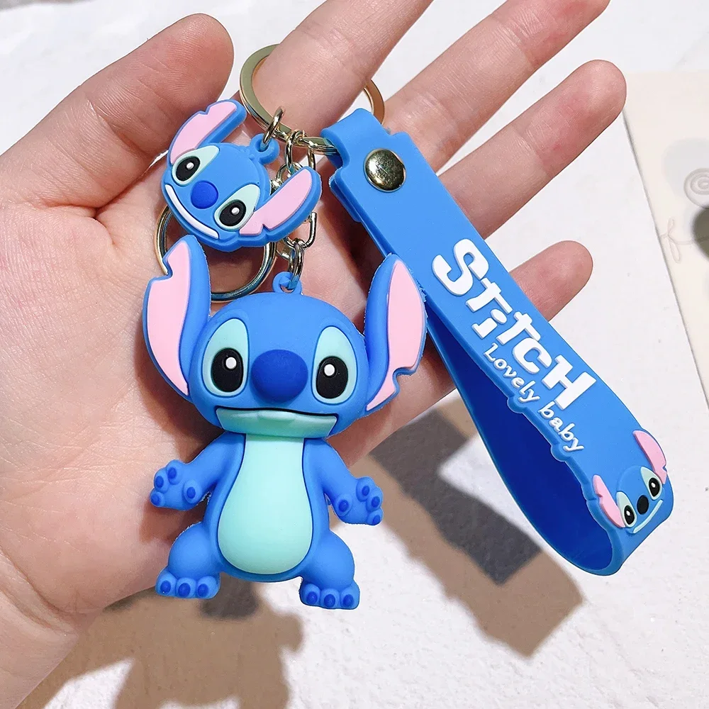

Disney Anime Toys Anime Lilo Stitch Keychain Sweet Pink Angel Pendant Women Car Keyring Girl Gift car accessories