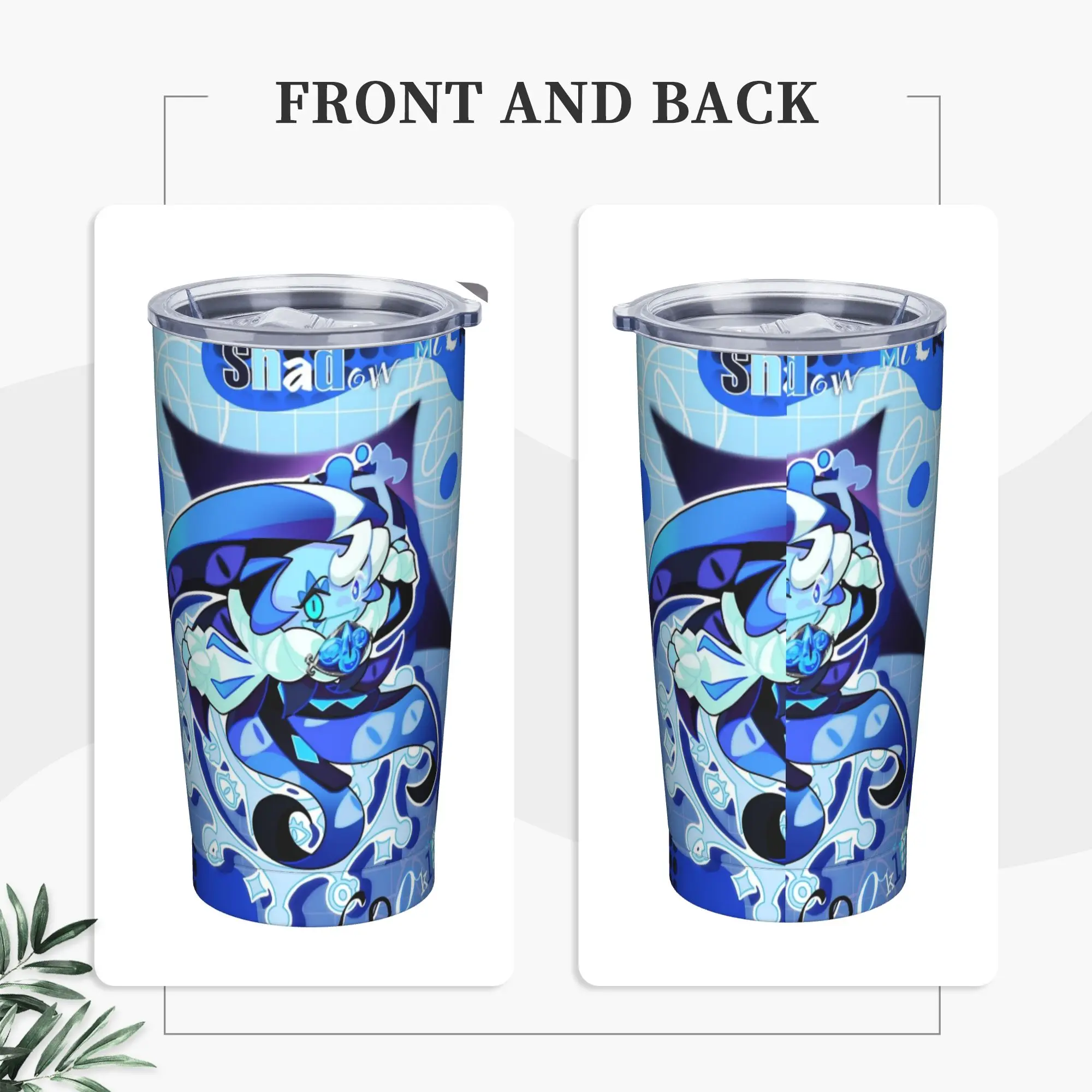 shadow milk cookie Tumbler Vacuum Insulated Cookie Run Kingdom Thermal Cup Stainless Steel Outdoor Mugs Water Bottle, 20oz