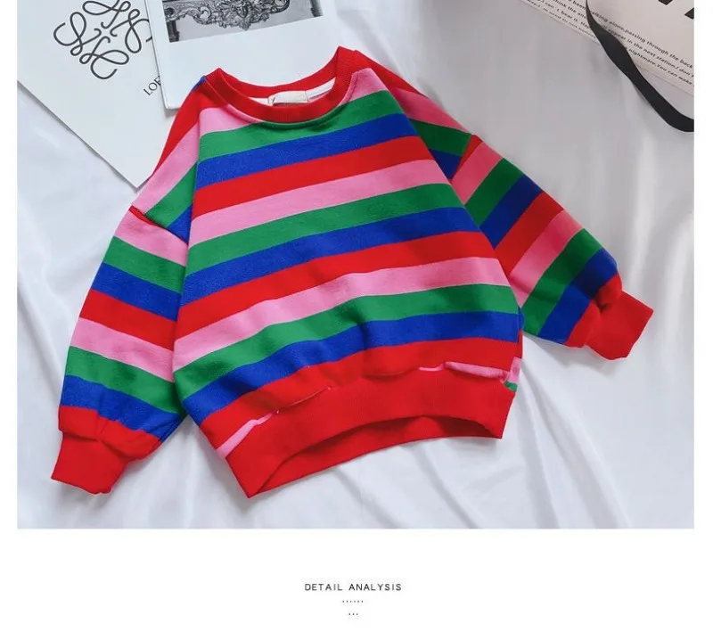 RAISE Herbst Kinder Mädchen Sweatshirts Bunte Gestreifte Kinder Mädchen Pullover Rundhals 2-10 Jahre Kleinkind Mädchen Langarm – Detail 18