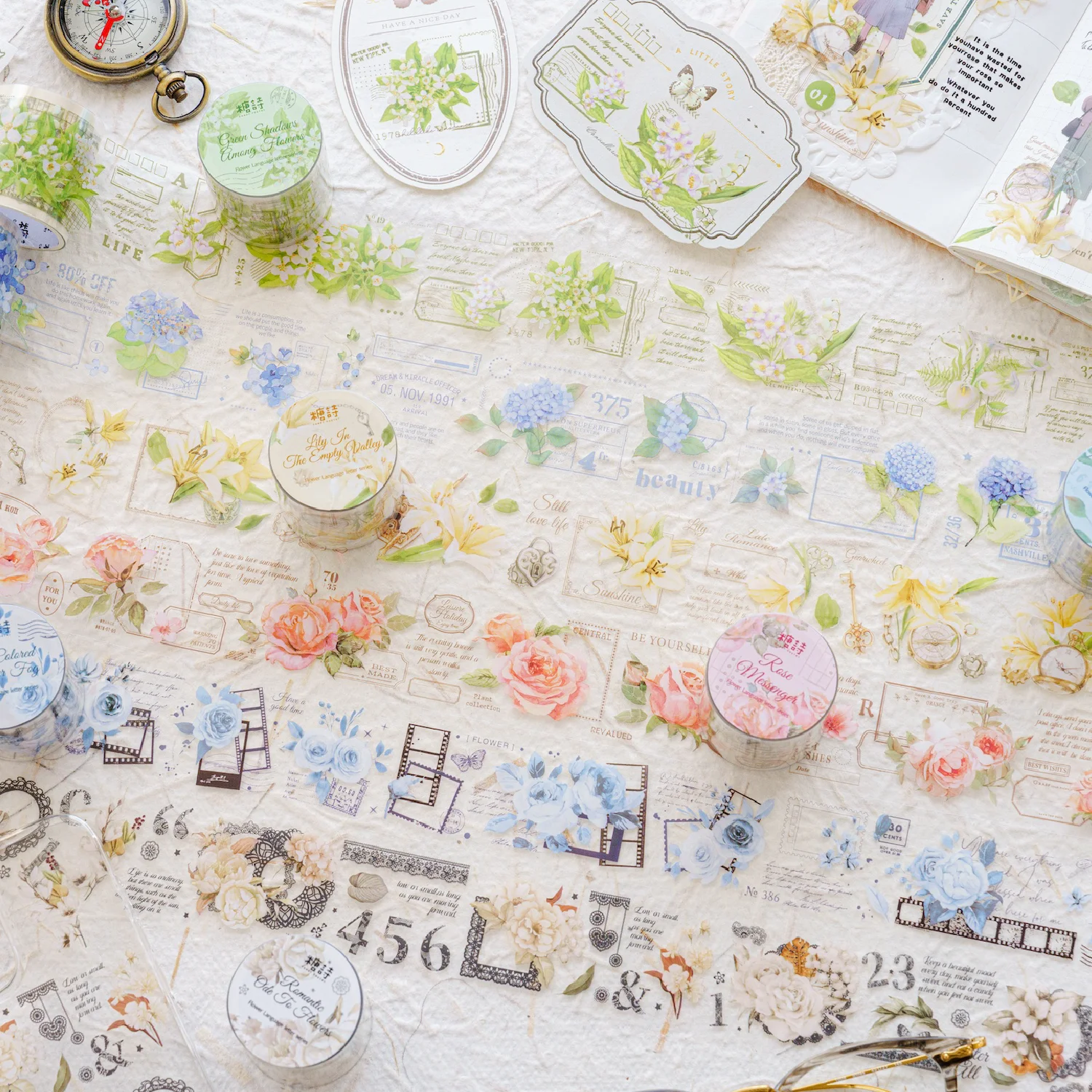 

40mm*2m Kawaii Flowers Plant PET Tape Decorative Stick Labels Diary Album Stationery Masking tape Craft Supplies