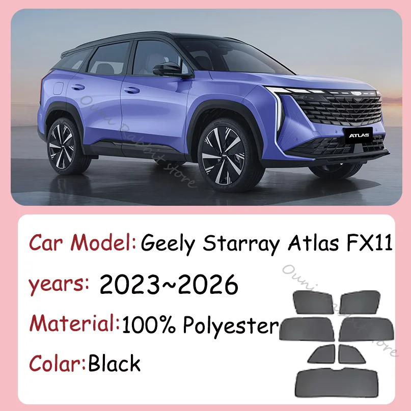 For Geely Starray Atlas FX11 2023~2026 2024 2025 Car Magnetic Mesh Privacy Sunshade Side Window Sun Shade Interior Accessories