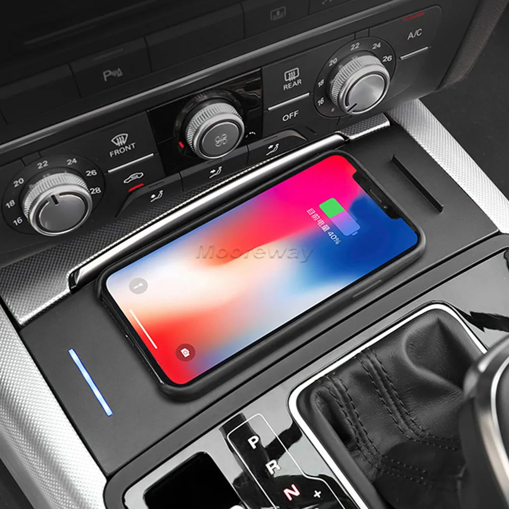 15W Car Wireless Charger For Audi A6 C7 A7 RS6 2012-2018 Quick Charging Pad Mobile Phone Holder Built in Center Console