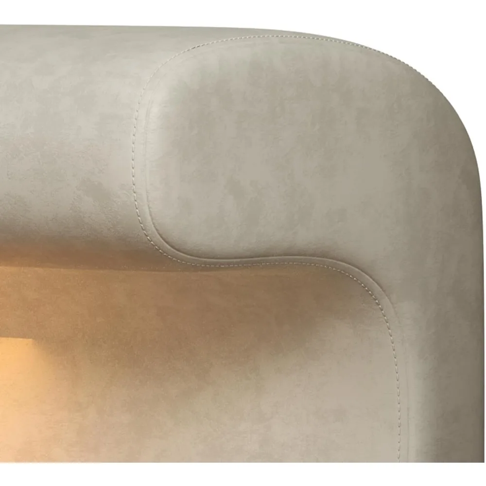 Elegante scarpiera minimalista con gambe in metallo, pelle e illuminazione LED intelligente. Panca da ingresso ottomana imbottita in pelle (beige)