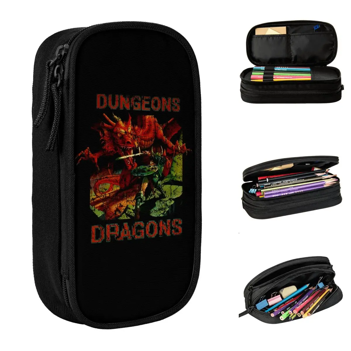 Vintage Dungeon And Dragon Vedio Game Pencil Cases New Pen Bag for Student Big Capacity Students School Gift Pencilcases