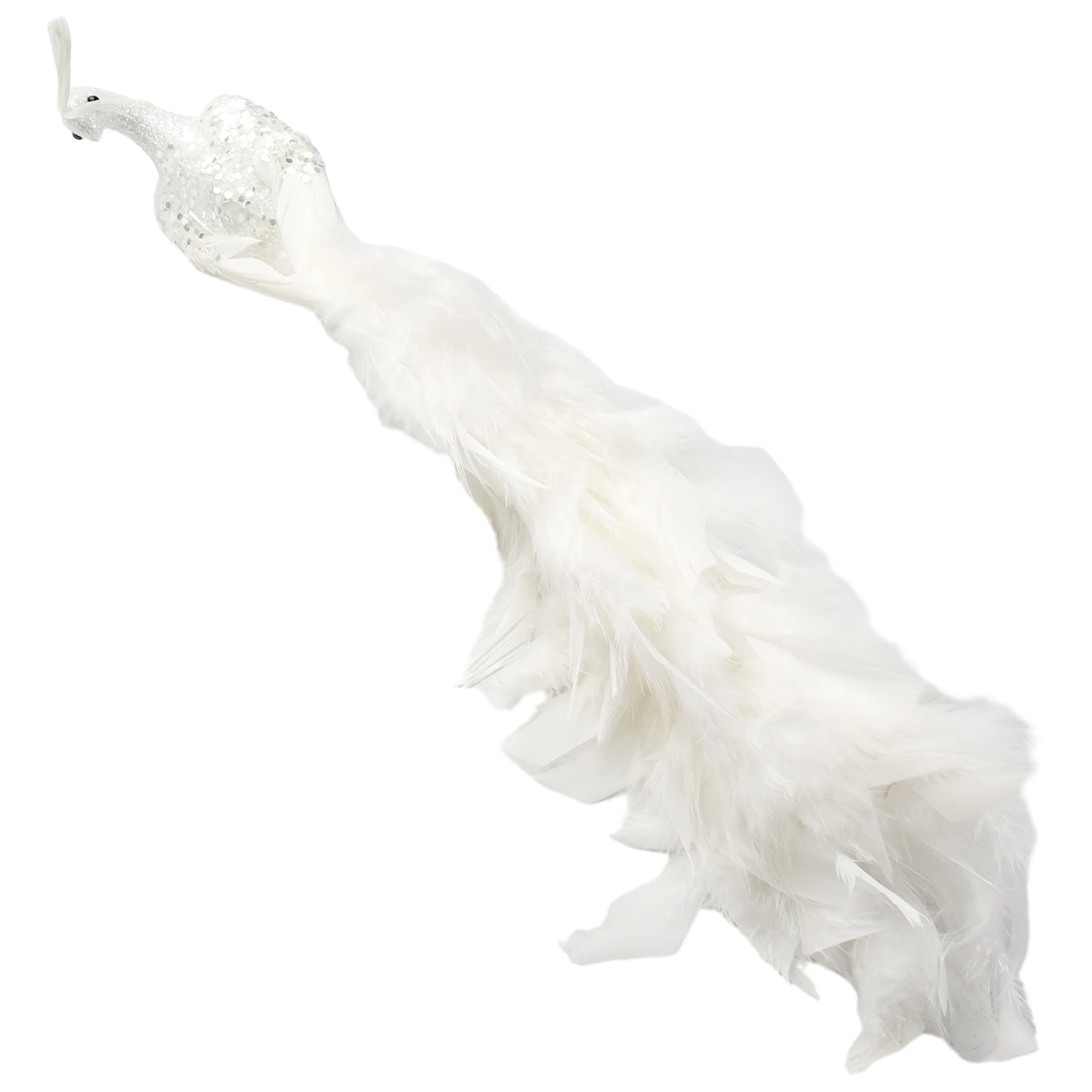 الطاووس الأبيض الاصطناعي الريش عيد الميلاد زخرفة محاكاة الطيور كليب على لشجرة عيد الميلاد زينة الزفاف قلادة #3