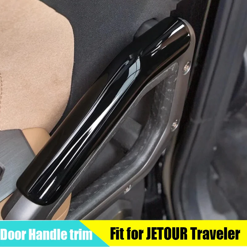 Car Door Handle Fit for CHERY JETOUR Traveler T2 2023+ ABS Black Warrior Kit Door Armrest Car Interior Decoration Parts