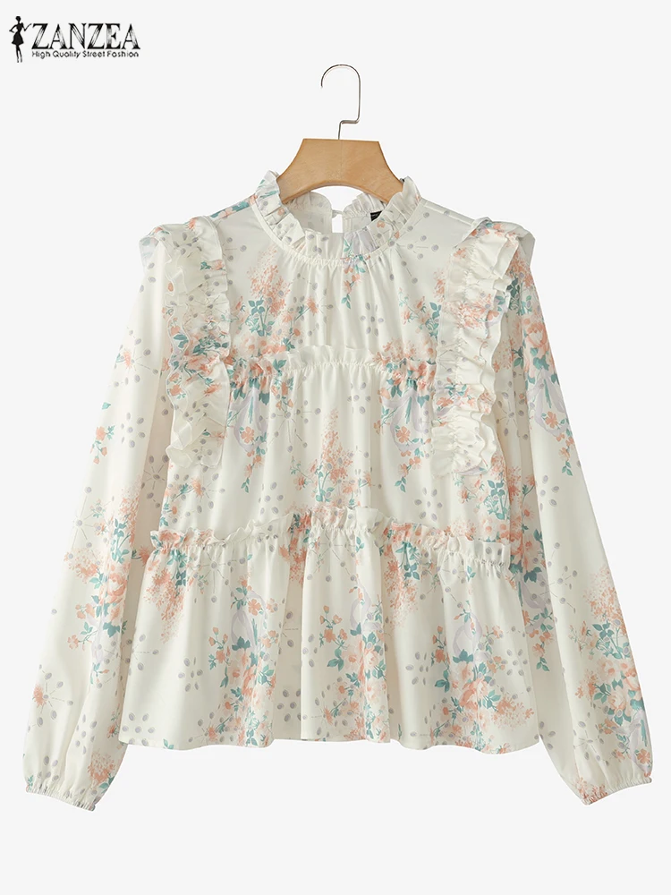 

Women Bohemian Long Sleeve Floral Printed Blouse ZANZEA Spring Office Shirts Elegant OL Work Tops Stylish Holiday Blusas Mujer