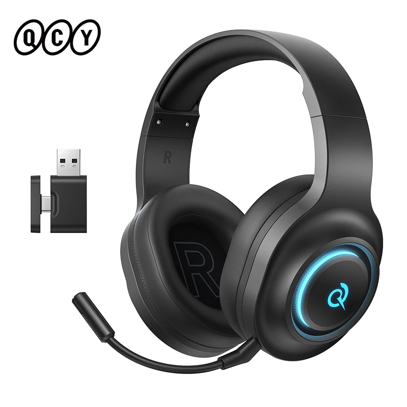 QCY Heroad V200 draadloze gaming-hoofdtelefoon Bluetooth 6.0 over-ear hoofdtelefoon 50 mm driver 20 ms lage latentie RGB-headsets 240 uur tijd