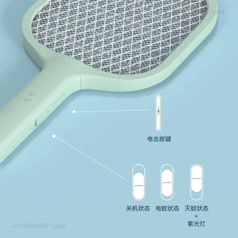 New  2 In 1Electric Mosquito Swatter Racket TYPE-C Rechargeable Mosquito Killer Lamp Fly Swatter Lithium Battery With Base