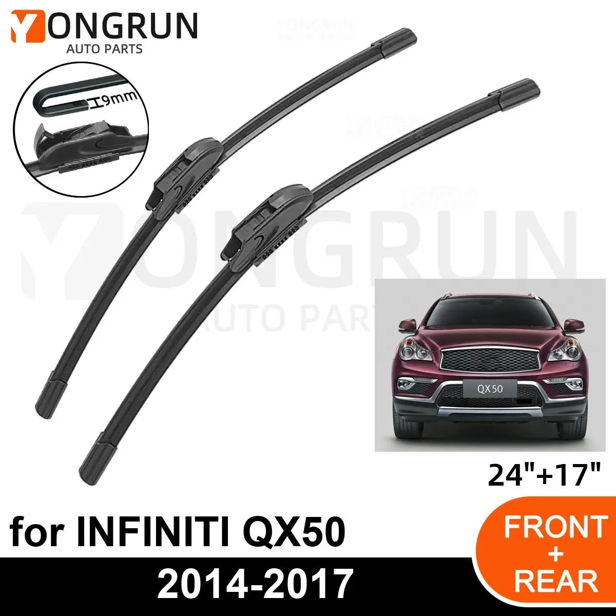 

Car Front Windshield Wipers For INFINITI QX50 2014-2017 Wiper Blade Rubber 24"+17" Car Windshield Windscreen Accessories