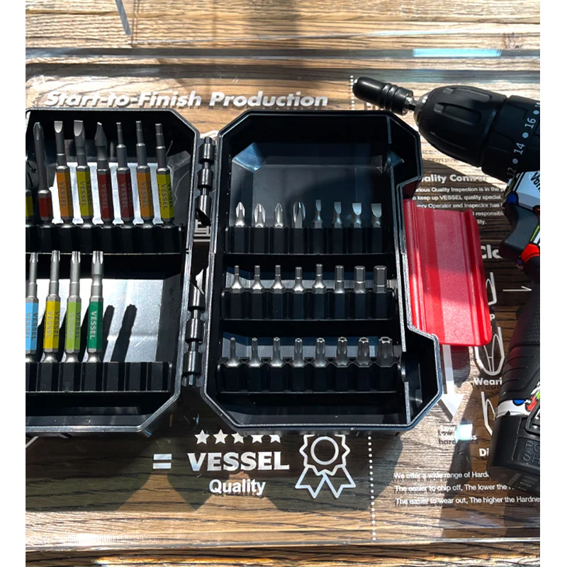 VESSEL 38 Pieces Screwdriver Bit Set with Tough Case Cordless Drill Driver Bits Sets NO.GS38P01CCS