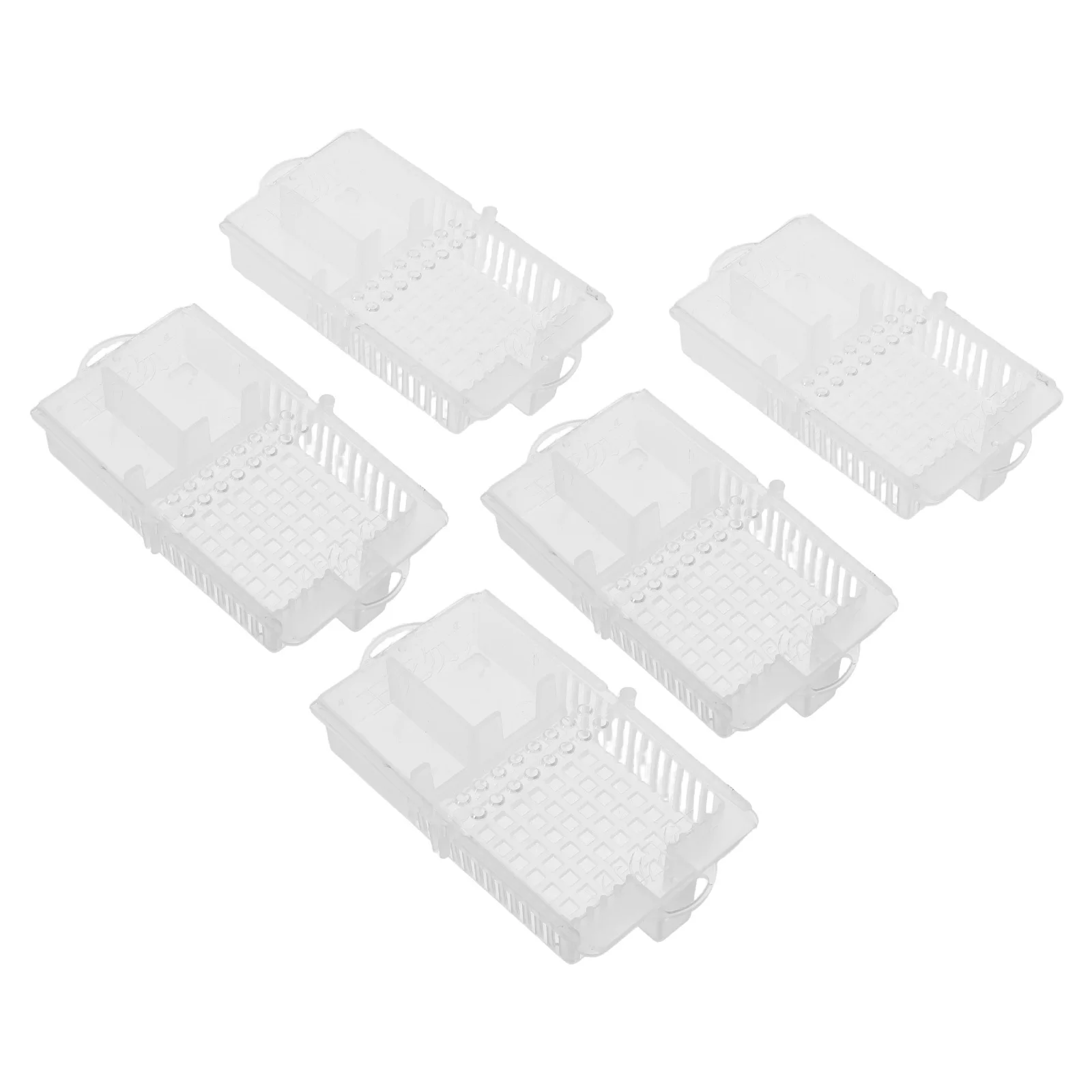 

5pcs Transparent Cages Plastic Isolation Transport Box For Beekeeping Rearing Kit Outdoor Hive Management