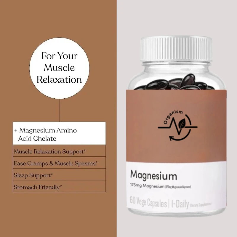 

Магниевая добавка - 175 мг биодоступный магний, поддержка мышечной энергии - вегетарианская, 60 капсул