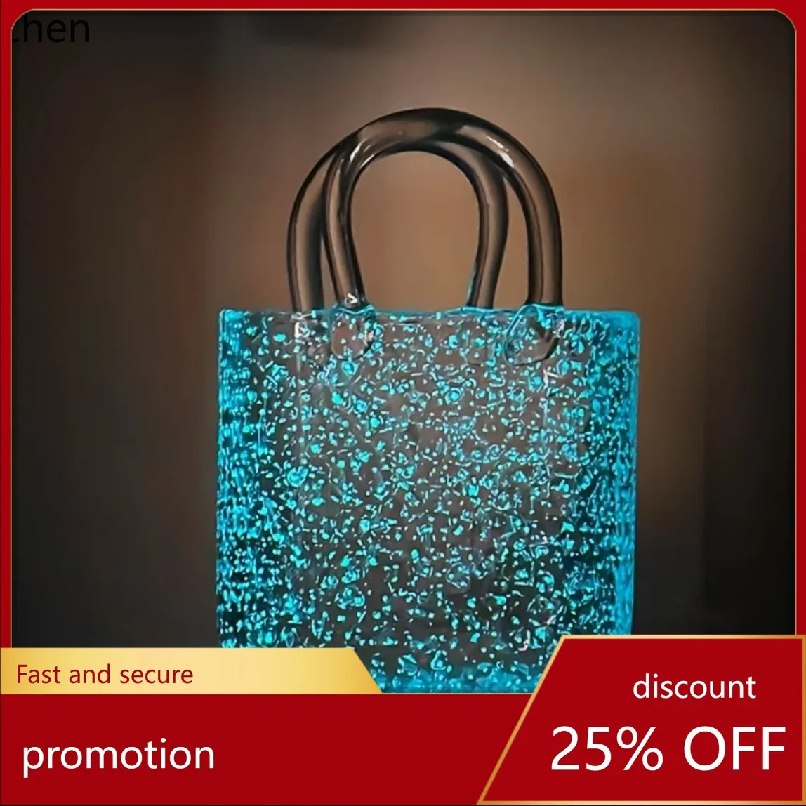 YFY  luminous transparent bag vase - modern minimalist glass vase for living room, high-end aesthetic, premium floral