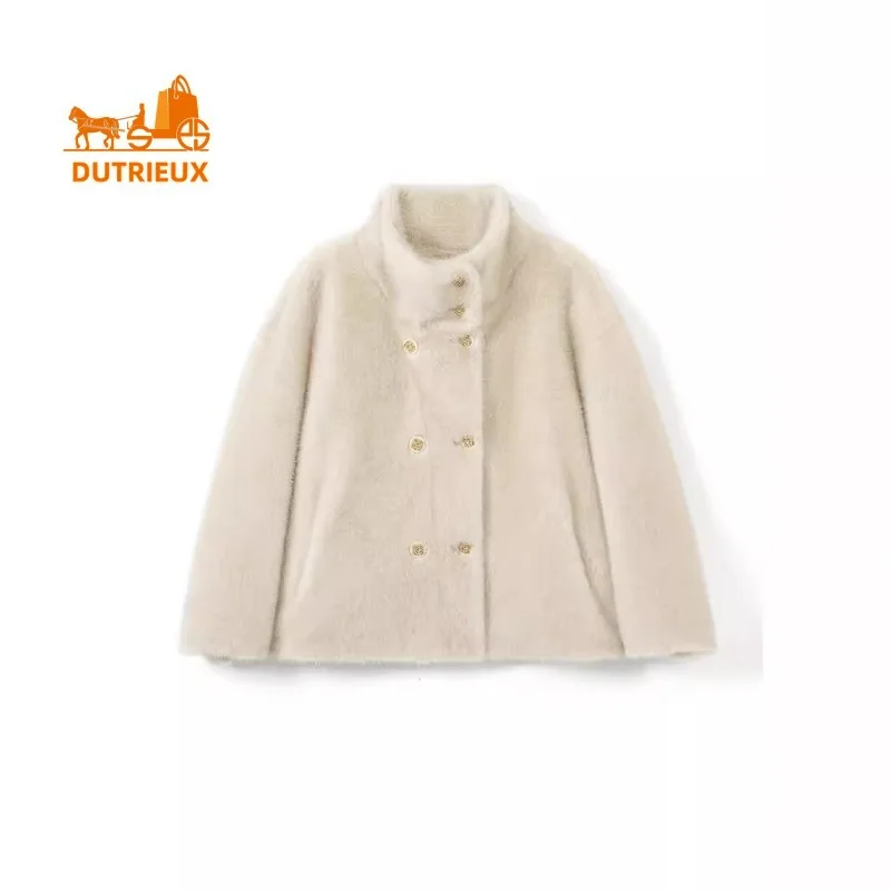 High-end Coat for Women, New Elegant Winter Style Short Genuine Fur Coat with Stand Collar, Windproof and Warm Jacket Fur Coat