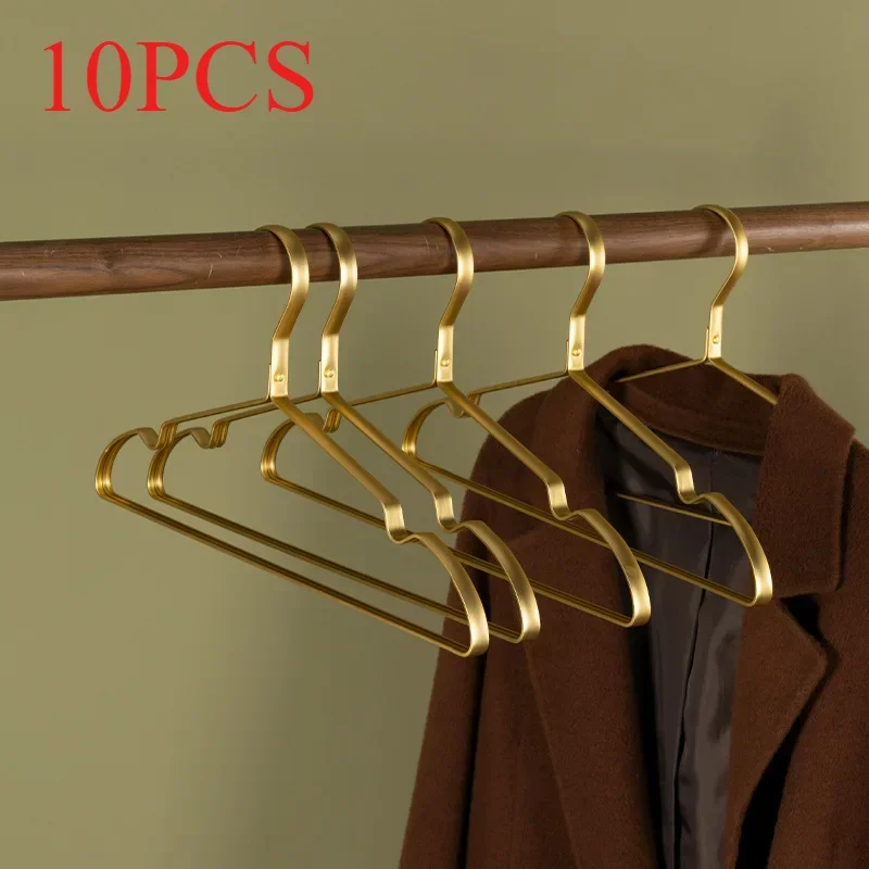 

10pcs Aluminum Alloy Clothing Hanger Golden Durable Domestic Coat Supplies Organizer Adult Hanging