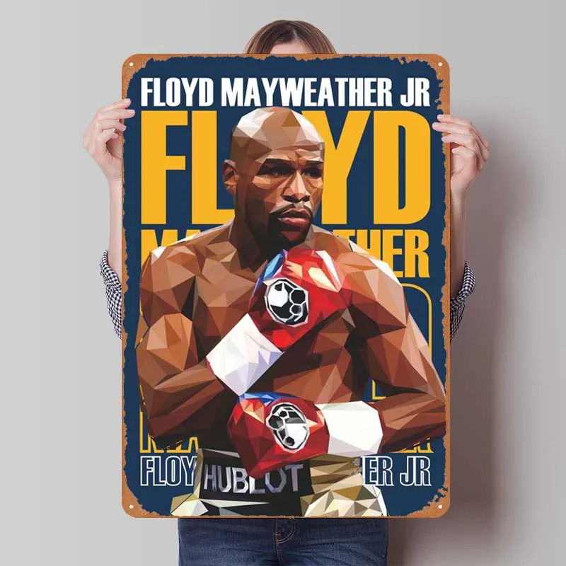 FLOYD MAY WEATHER JR Sign Boxing Poster Metal Wall Art Mural Retro Metal Tin Sign for Bedroom Garage Man Cave Wall Decoration