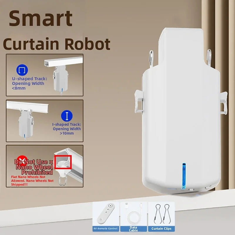 Moteur de rail de rideau électrique intelligent avec télécommande pour usage domestique, ouvre-ridea