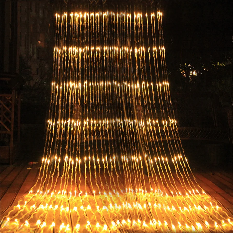 New Year Fairy String Lights Garland 3X3M LED Waterfall Festoon Meteor Shower Icicle Curtain Light Christmas Decoration for Home