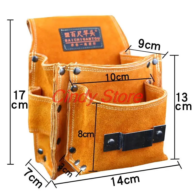 Genuine Cow Leather Multi-Function Tool Bag, Waist Pack, Repair Tool Storage Bag, Kit portátil, Hardware Organizer