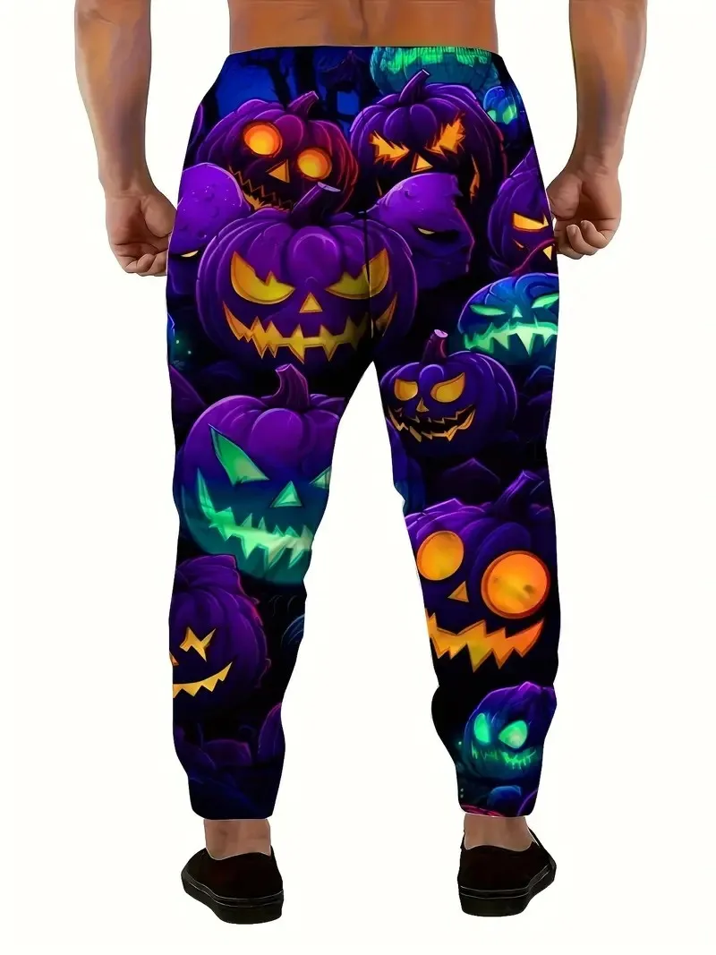 Les nouveaux pantalons pour hommes pour le printemps et l'automne 2025 sont décontractés de rue à la mode, doux et confortables avec imprimé citrouille 3D