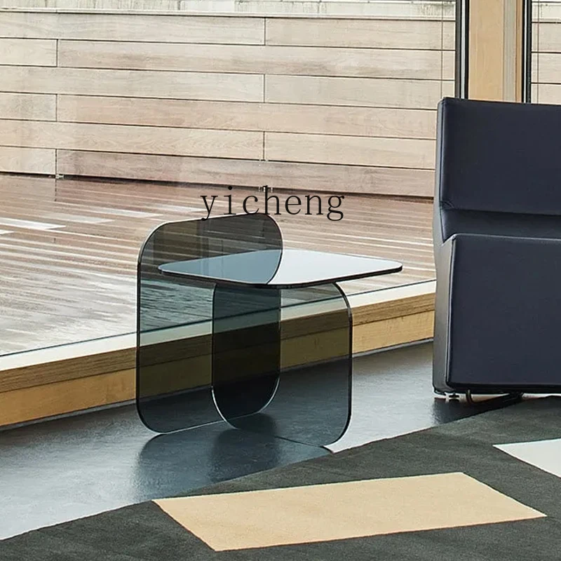 YFY modern simple color transparent tempered glass edge removable living room decoration