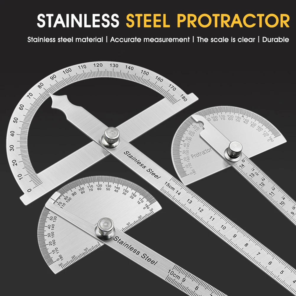 180 degree semi-circular stainless iron single arm woodworking protractor, angle ruler, dividing gauge, angle measuring